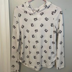 Girls Long Sleeve panda shirt with hood